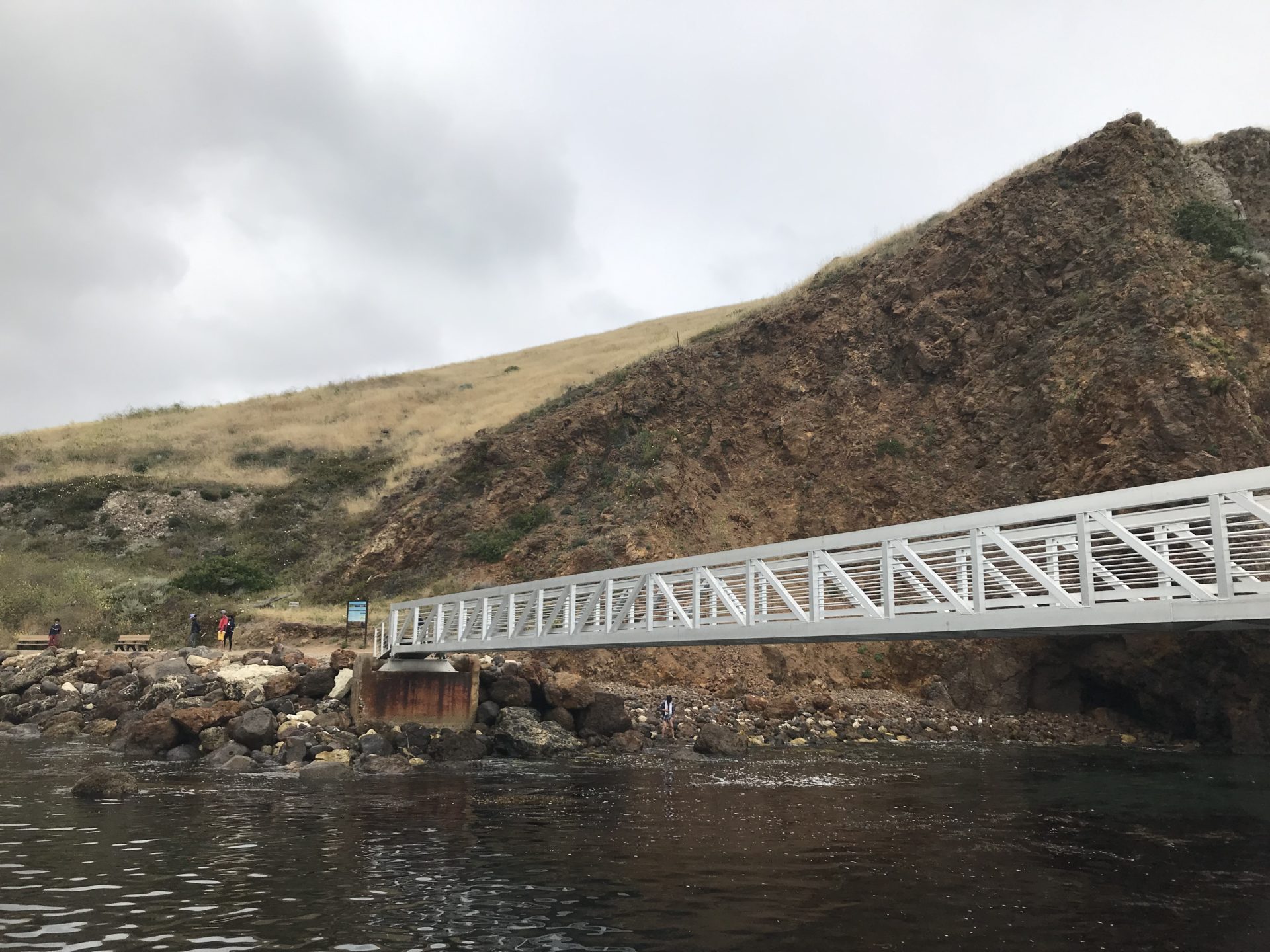 Bridge connecting ferry to Santa Cruz Island