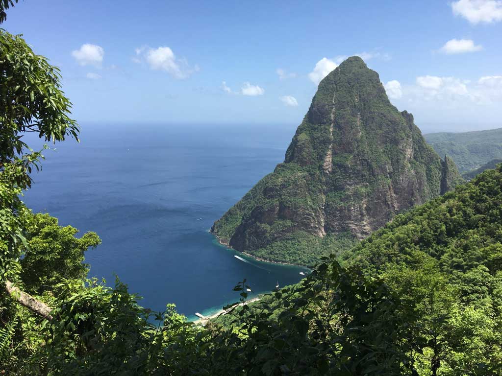 View of Petit Piton from the Tet Paul Trail