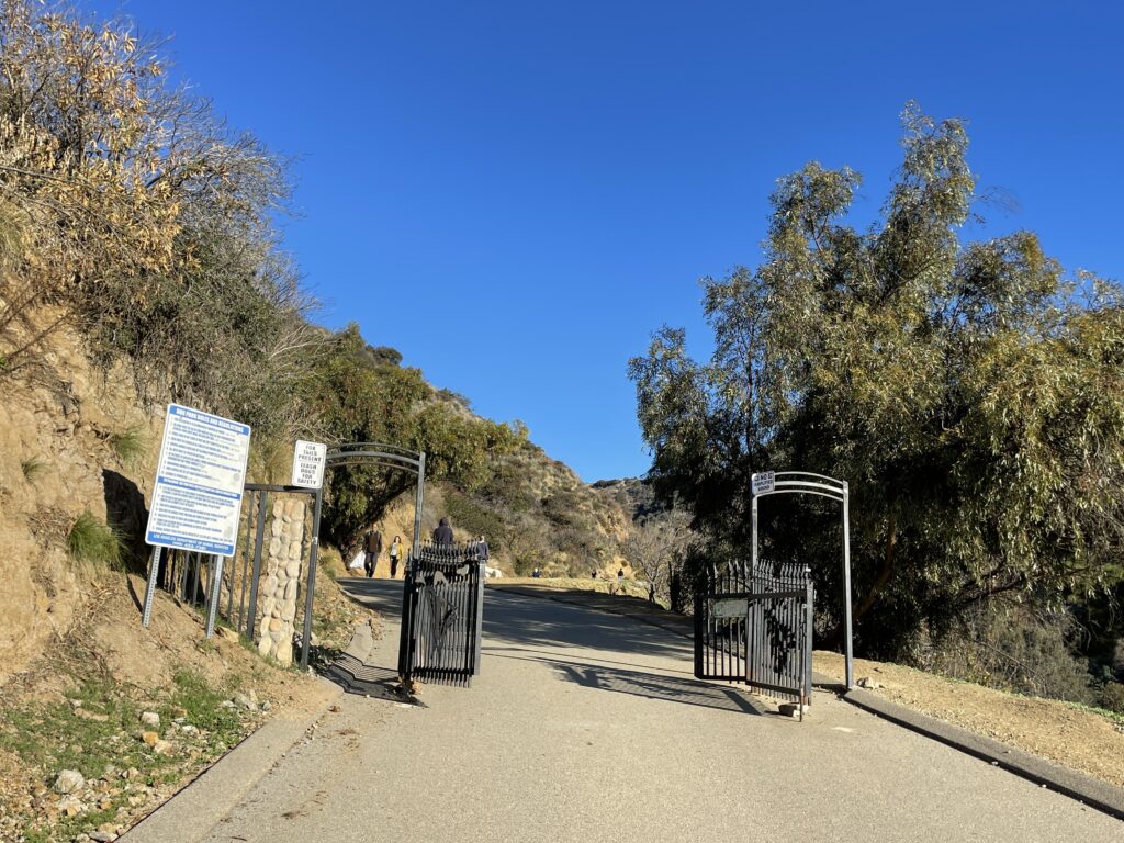 Gates on the paved road right before the West Trail cut off